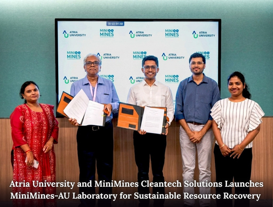 Atria University, MiniMines Partner to Establish AI-Driven Lab for Critical Mineral Recovery from Spent Batteries