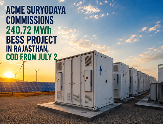 ACME Suryodaya Commissions 240.72 MWh Battery Energy Storage Project in Rajasthan
