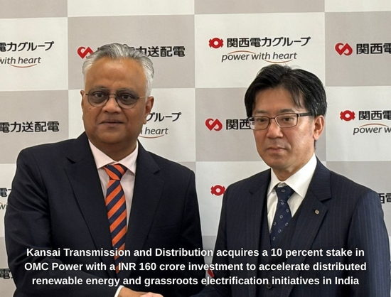 Kansai Transmission and Distribution Invests INR 160 Crore in OMC Power for Distributed Renewable Energy Expansion