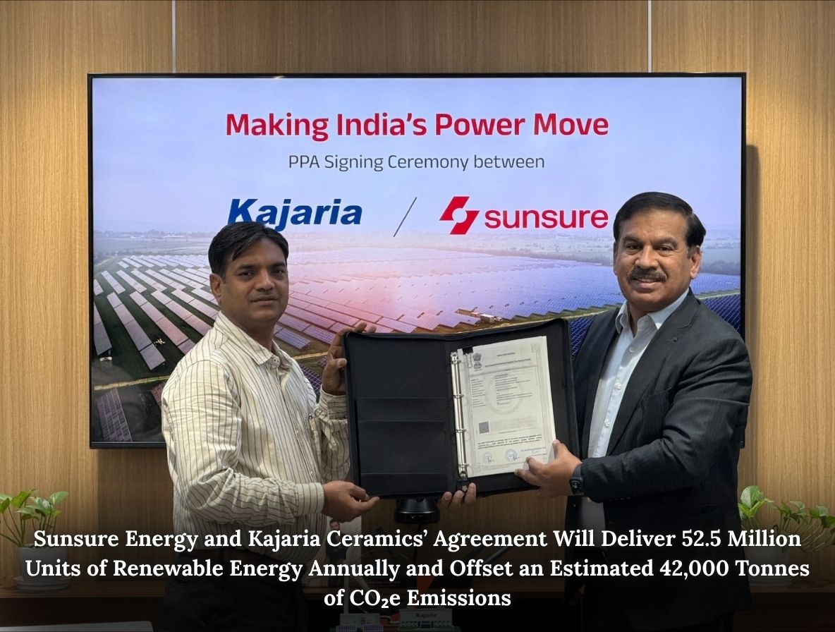 Sunsure Energy Signs 20 MW Wind-Solar Hybrid PPA with Kajaria Ceramics