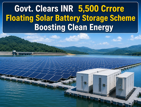 Govt. Clears INR 5,500 Cr Floating Solar-Battery Storage Plan