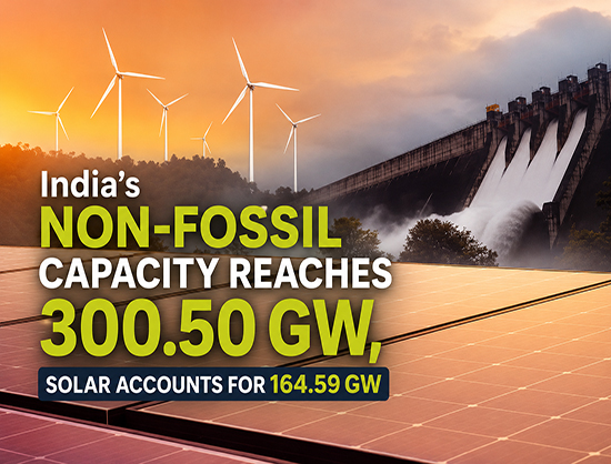 India Crosses 300 GW of Non-Fossil Fuel Capacity, Achieves Over 60 Percent of 2030 Target