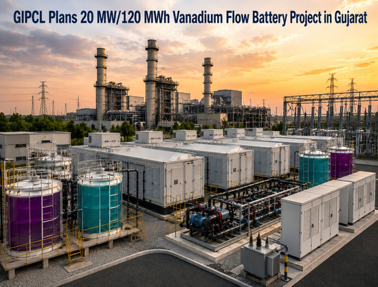 GIPCL Plans 20 MW/120 MWh Vanadium Flow Battery Project at Vadodara Gas Plant