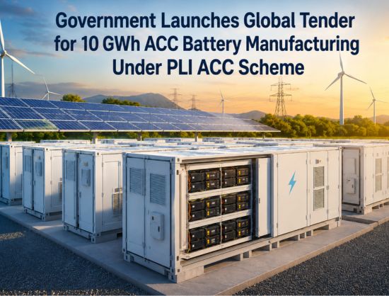 Govt. Invites Global Bids for 10 GWh ACC Battery Manufacturing Under PLIACC Scheme
