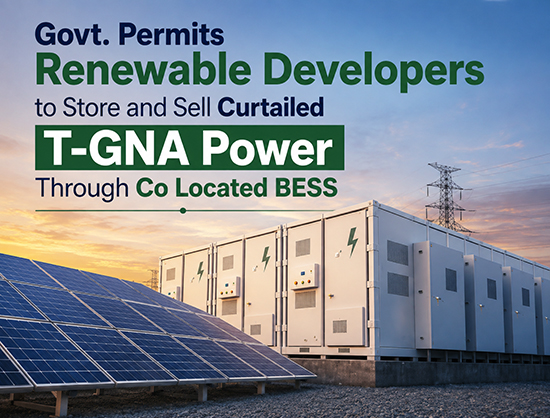 Govt. Allows Sale of T-GNA Curtailed Renewable Power Through Co-Located BESS