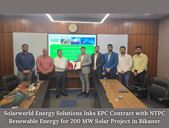 Solarworld Energy Solutions Signs EPC Contract for 200 MW Solar Project in Bikaner with NTPC REL