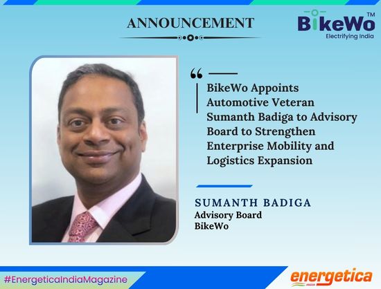 BikeWo Appoints Automotive Veteran Sumanth Badiga to Advisory Board