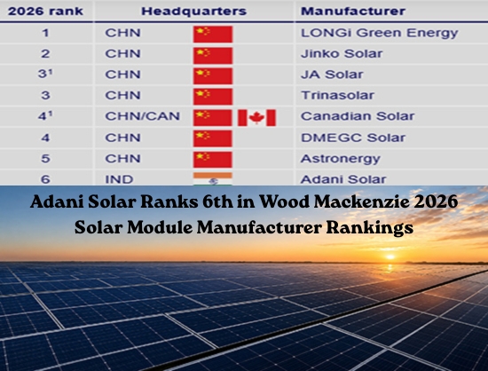 Adani Solar Emerges as India’s Top-Ranked PV Module Manufacturer in Wood Mackenzie 2026 Rankings