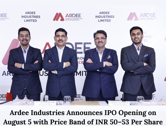 Ardee Industries IPO to Open on August 5, Eyes INR 426 Crore Fundraise