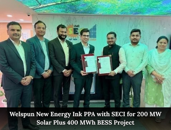 Welspun New Energy Signs PPA with SECI for 200 MW Solar Plus 400 MWh BESS Project