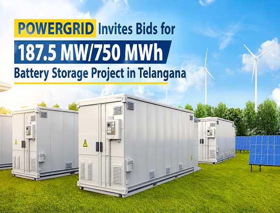 POWERGRID Seeks Bids for 187.5 MW/750 MWh Telangana Battery Project