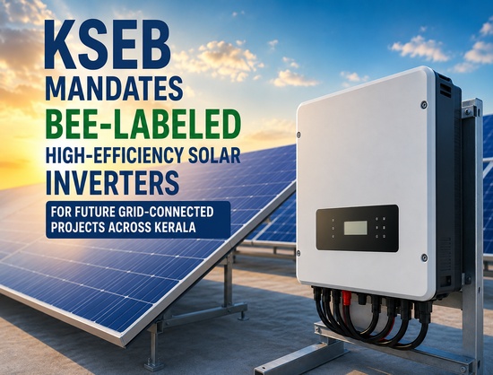 KSEB Mandates BEE-Certified Solar Inverters for Future Grid-Connected Solar Projects Up to 100 kW