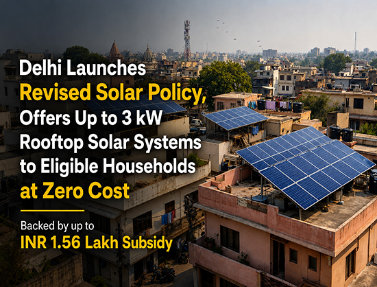 Delhi Offers Up to 3 kW Rooftop Solar at Zero Upfront Cost Under New Solar Energy Policy