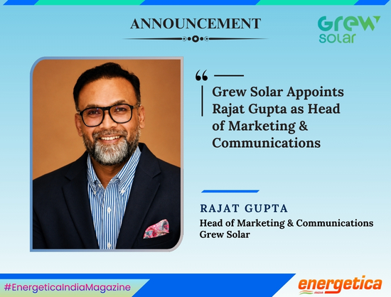 Grew Solar Appoints Rajat Gupta as Head of Marketing and Communications