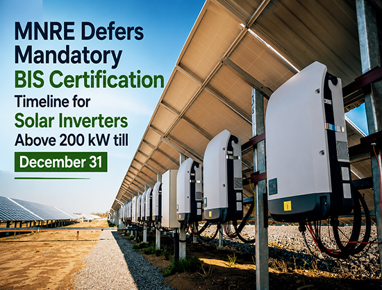 MNRE Extends BIS Certification Deadline for Above 200 kW Solar Inverters till December 31