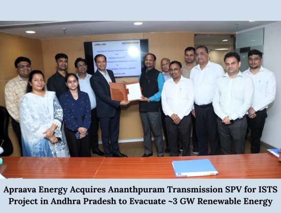 Apraava Energy Secures ISTS Project in Andhra Pradesh to Evacuate 3 GW of Renewable Energy