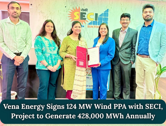 Vena Energy Signs 124 MW Wind Power Purchase Agreement with SECI