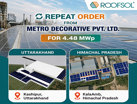 Roofsol Energy 再次获得 Metro Decorative – 亚太地区 4.48 兆瓦太阳能订单印度能源杂志